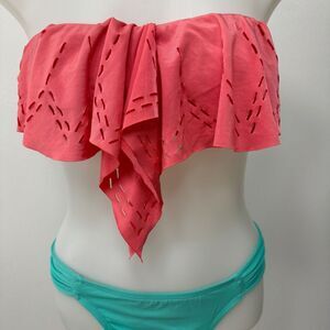 L*Space Flutter Bye Bandeau Bikini Top Orange Size Small